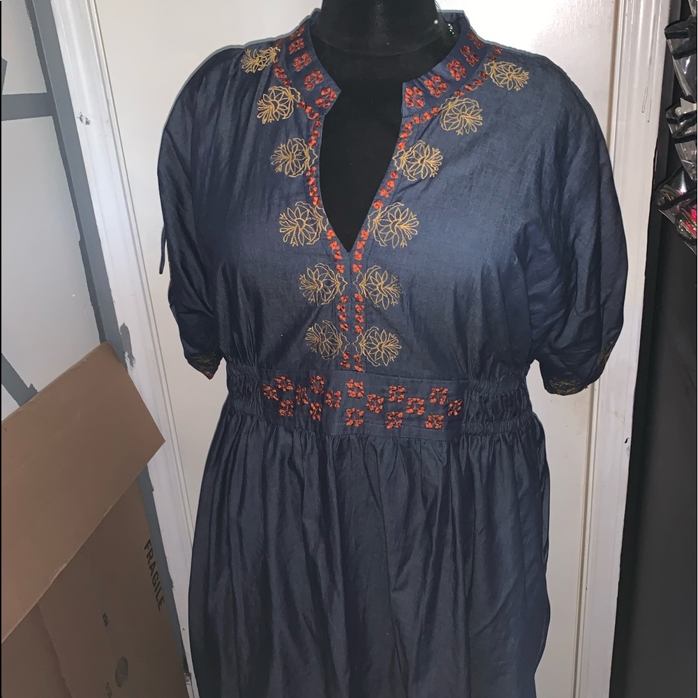 Denim Boho Baby Doll Dress